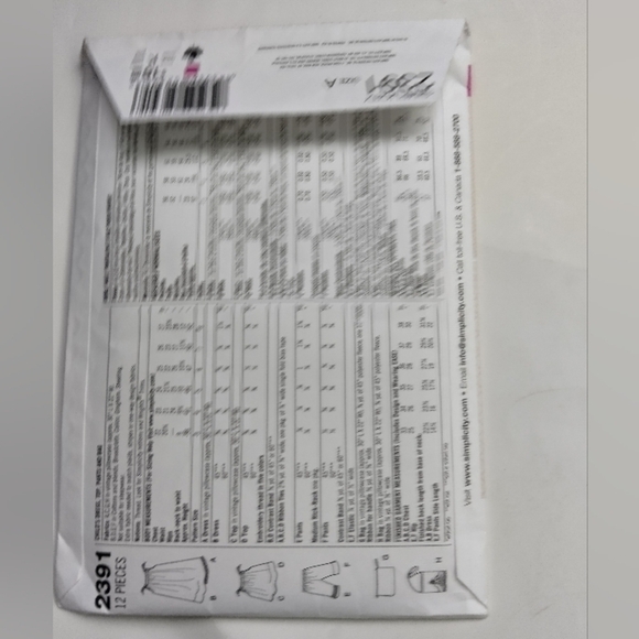 Simplicity Sewing Pattern 2391 Girls Pillowcase Dress Top Pants Bag Size 3-8 - Picture 2 of 2